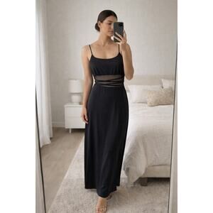 Arianna by Rachael Kaye Black Mesh Cutout Maxi Dress Size 6 Y2K